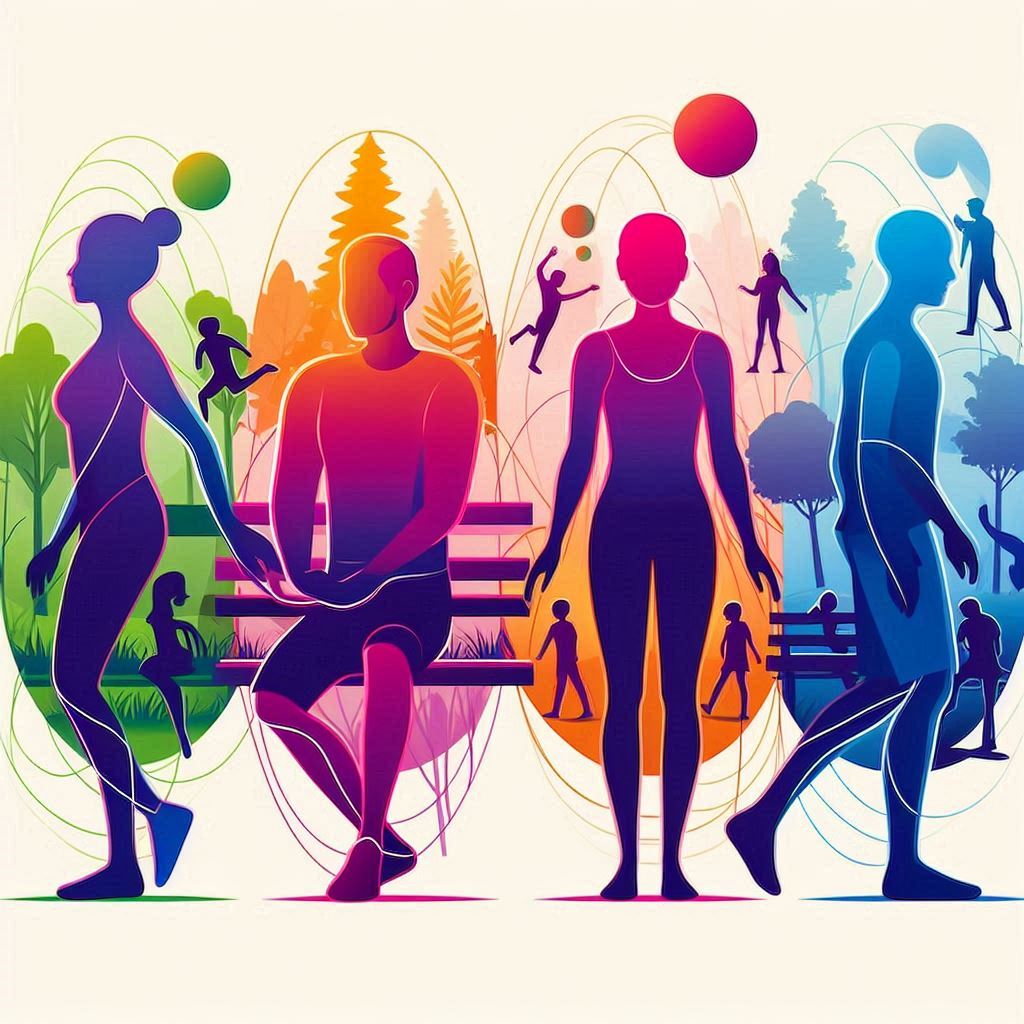 Multiple people with different colors representing the Hexaco dimensions
