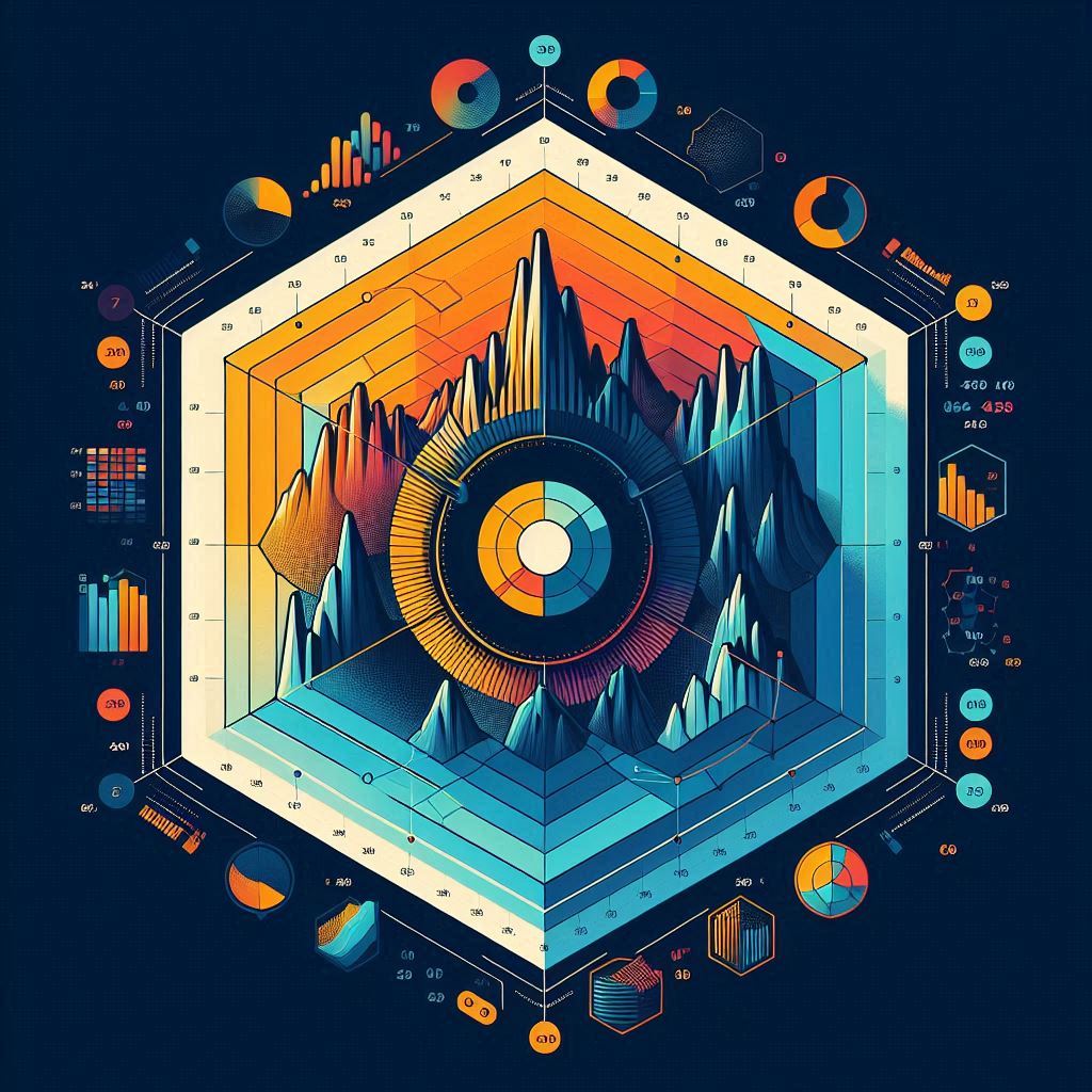 Hexagon with multiple colors representing the Hexaco personality model