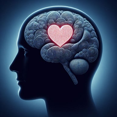The silhouette of a person with a brain and heart, representing emotional intelligence.